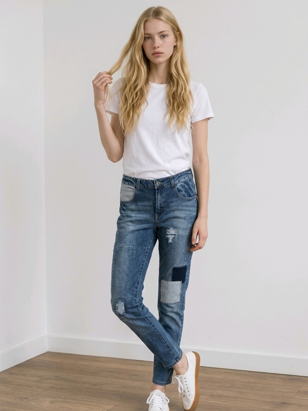 NWT Girl's Art Class Blue Patchwork Skinny Jeans Sz 16